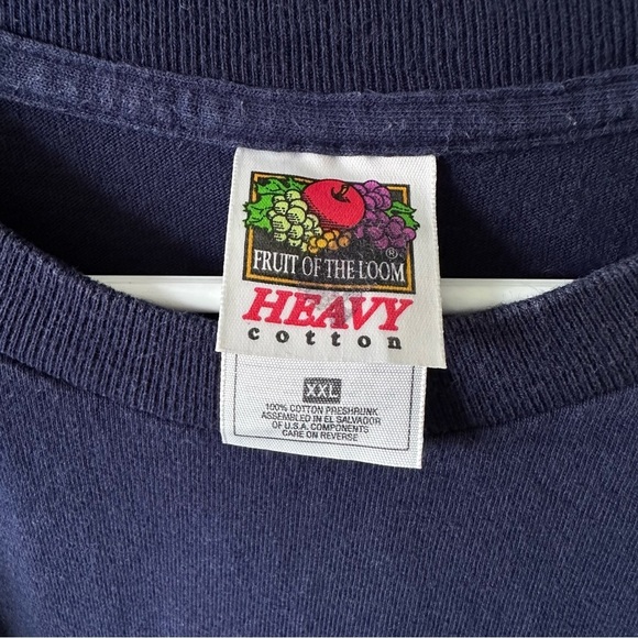 Vintage Embroidered Wolf Tee Navy T-Shirt 90s Size 2XL 1996 Upper Michigan - Picture 5 of 13